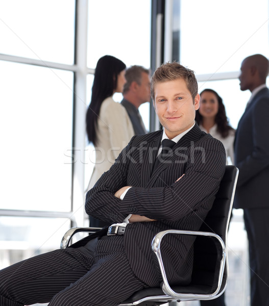 Férfi iroda ül szék fiatal mosoly Stock fotó © wavebreak_media