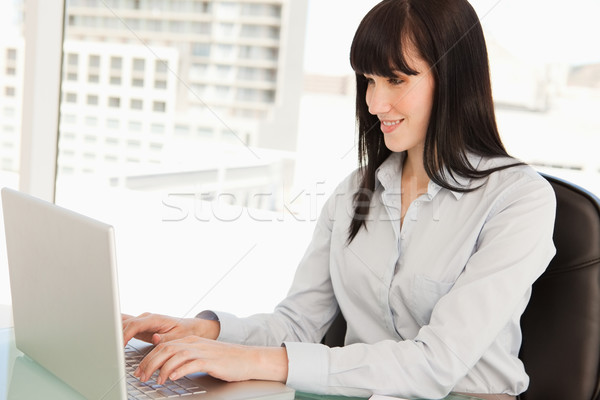 Zdjęcia stock: Business · woman · uśmiecha · laptop · biuro · działalności · uśmiech