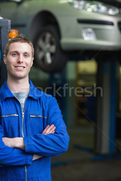 Foto stock: Inteligentes · coche · mecánico · sonriendo · retrato · feliz