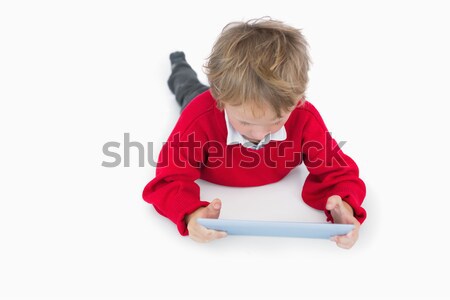 Kicsi fiú padló digitális tabletta fehér Stock fotó © wavebreak_media