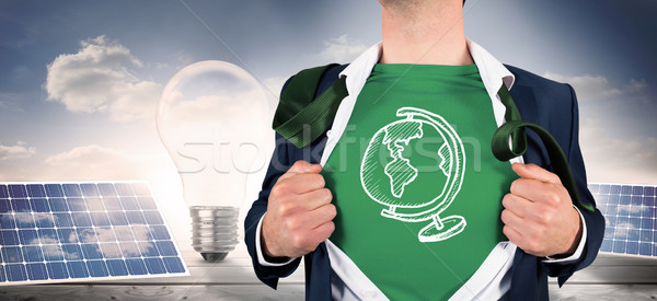 Composite image of businessman opening shirt in superhero style Stock photo © wavebreak_media