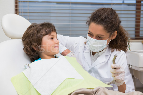 [[stock_photo]]: Dentiste · peu · garçon · président · forage
