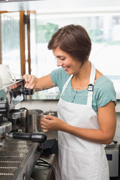 [[stock_photo]]: Joli · barista · lait · café