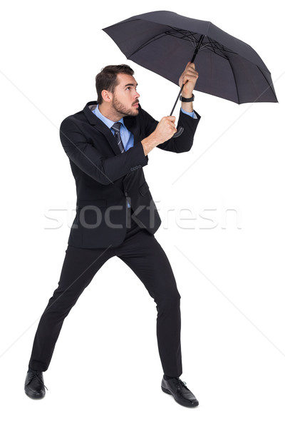 Geschäftsmann halten Dach Anzug schwarz Stock foto © wavebreak_media
