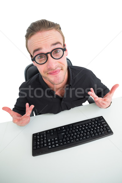 Verwechselt Geschäftsmann Gläser Schreibtisch Computer Tastatur Stock foto © wavebreak_media