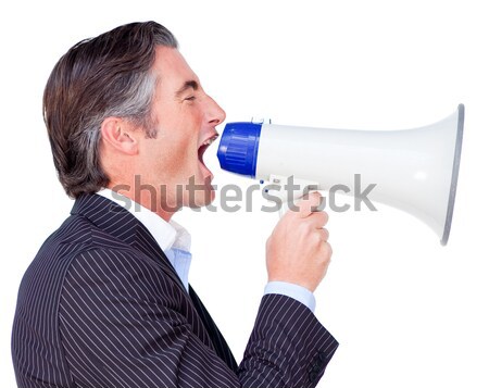 Pretty blonde speaking into megaphone Stock photo © wavebreak_media