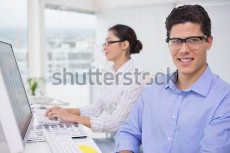 Stock photo: Composite image of casual architecture team working together at 