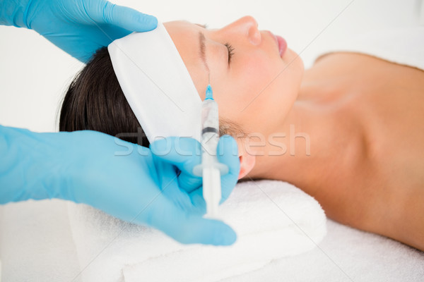 Vrouw botox injectie voorhoofd medische kantoor handen Stockfoto © wavebreak_media