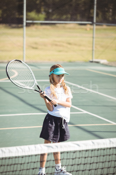 Kız oynama tenis tenis kortu çocuk Stok fotoğraf © wavebreak_media