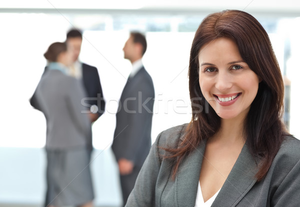 Stock foto: Glücklich · Geschäftsfrau · posiert · Team · Business