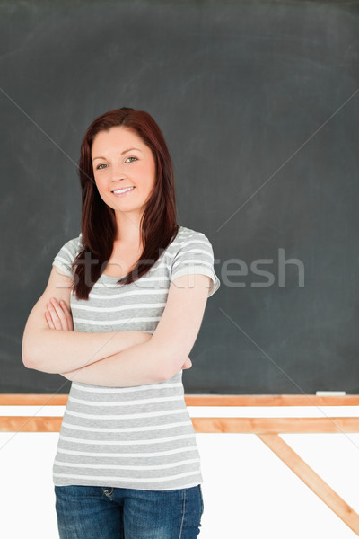 Stock foto: Stehen · Tafel · Klassenzimmer · Schule · Hintergrund
