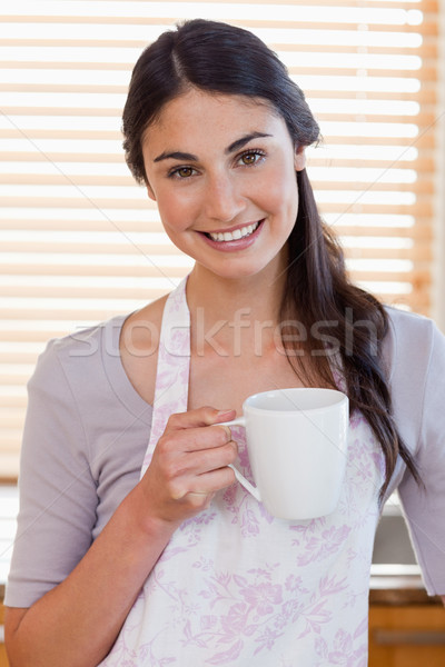 портрет женщину Кубок кофе кухне Сток-фото © wavebreak_media