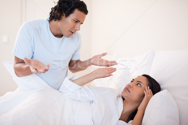 Young couple arguing in the bed Stock photo © wavebreak_media