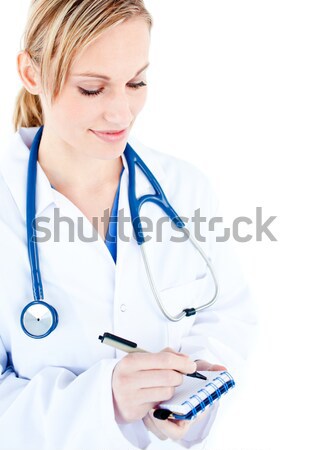 商業照片: 女 · 醫生 · 寫作 · 剪貼板 · 白 · 女子