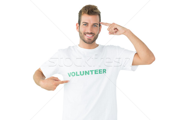 Portré boldog férfi önkéntes mutat segítség Stock fotó © wavebreak_media