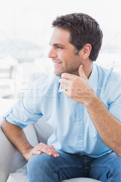 Uśmiechnięty przystojny mężczyzna kanapie domu salon Zdjęcia stock © wavebreak_media