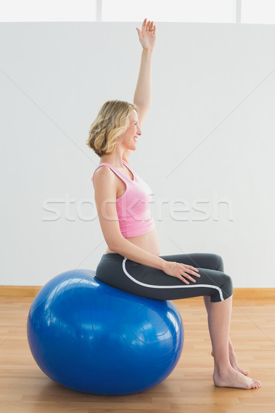 Mutlu hamile kadın egzersiz egzersiz top Stok fotoğraf © wavebreak_media