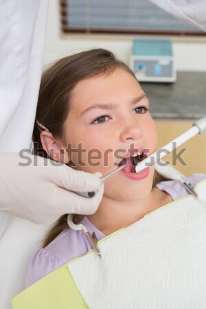 ストックフォト: 歯科 · 調べる · 女の子 · 歯 · 歯科医 · 椅子