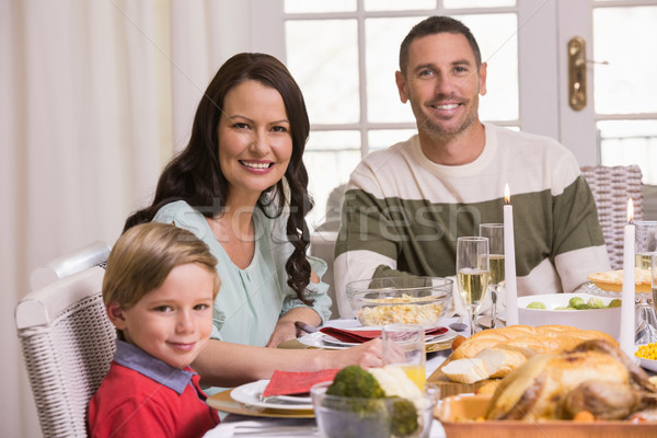 Foto d'archivio: Sorridere · famiglia · Natale · cena · home · soggiorno