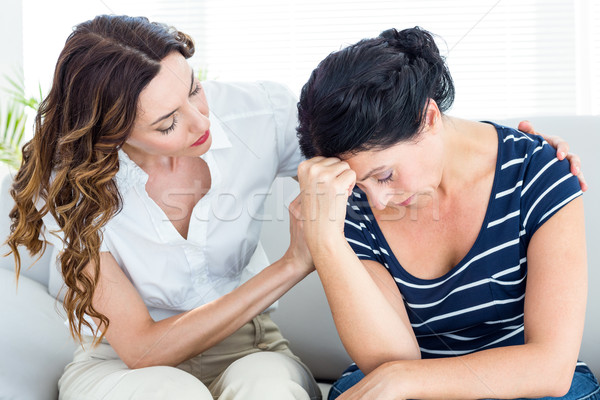 Terapeuta megnyugtató beteg fehér stressz kanapé Stock fotó © wavebreak_media