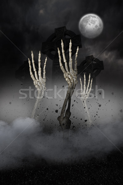 Skelet handen graf digitaal gegenereerde hand Stockfoto © wavebreak_media
