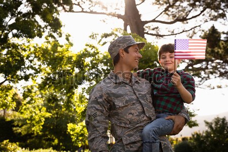 Foto stock: Homem · subir · corda · floresta