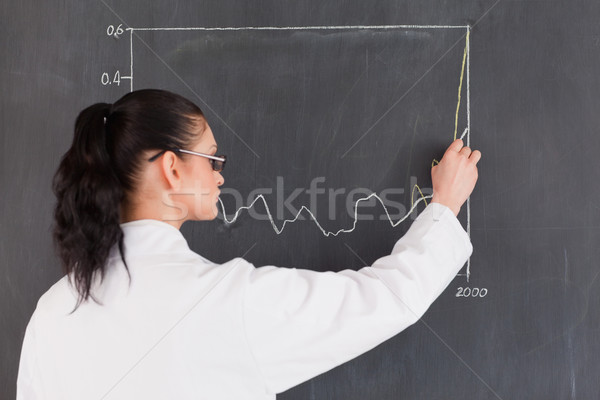 Dark-haired scientist drawing charts on the blackboard in a lab Stock photo © wavebreak_media