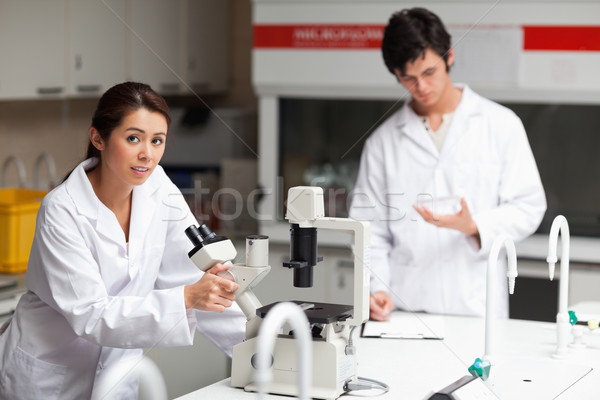 [[stock_photo]]: Bonne · recherche · science · élèves · laboratoire · homme