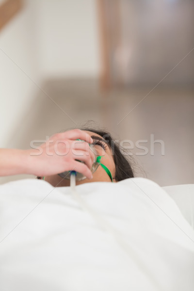 Femminile paziente maschera di ossigeno ospedale corridoio donna Foto d'archivio © wavebreak_media