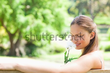 Vrouw namaste positie park zijaanzicht Stockfoto © wavebreak_media