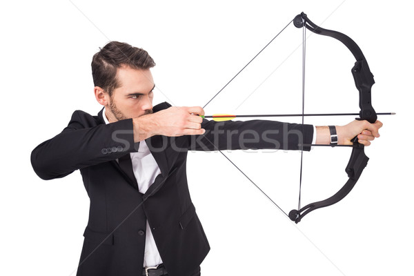 элегантный бизнесмен съемки лук стрелка белый Сток-фото © wavebreak_media