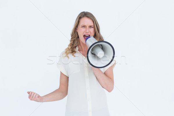 Vrouw luidspreker witte spreker schreeuw Stockfoto © wavebreak_media