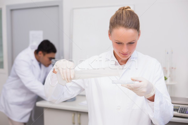 Zdjęcia stock: Poważny · naukowiec · nadzienie · naczyń · laboratorium · kobieta