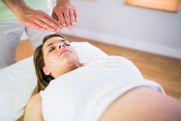 Közelkép kilátás terhes nő reiki kezelés stúdió Stock fotó © wavebreak_media