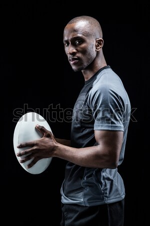 Portrait torse nu ballon de rugby noir [[stock_photo]] © wavebreak_media