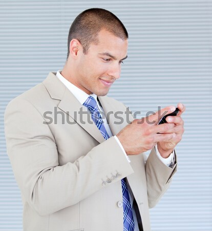 харизматический бизнесмен вызывать знак изолированный Сток-фото © wavebreak_media