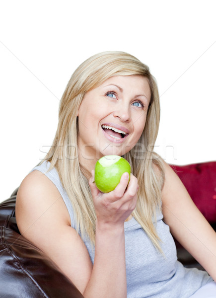 Mujer comer manzana blanco alimentos Foto stock © wavebreak_media