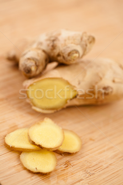 Scheibe Ingwer verschwommen Stück Holz Obst Stock foto © wavebreak_media