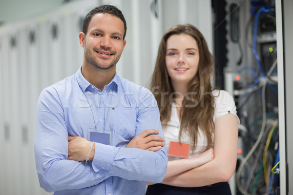 Stock photo: Electricians having arms crossed and standing in hallway