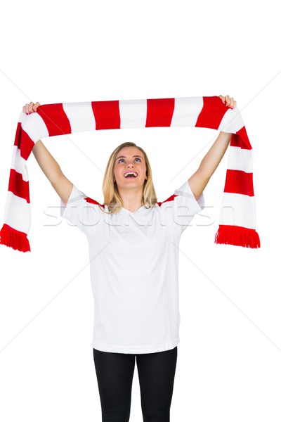 Pretty football fan in white cheering Stock photo © wavebreak_media