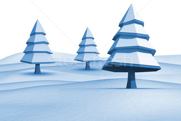 [[stock_photo]]: Sapin · arbres · paysage · blanche · forêt · glace