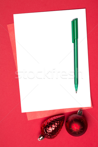 Branco página vermelho natal caneta carta Foto stock © wavebreak_media
