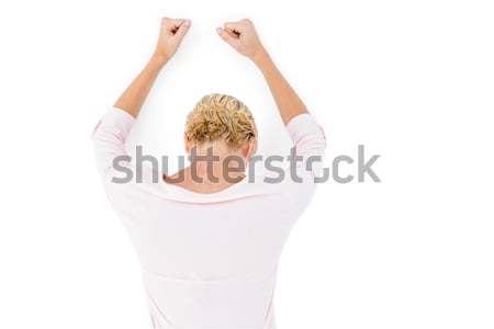Nervioso mujer rubia pared blanco femenino Foto stock © wavebreak_media
