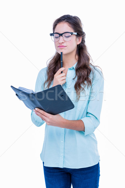 Bastante diário branco óculos feminino Foto stock © wavebreak_media