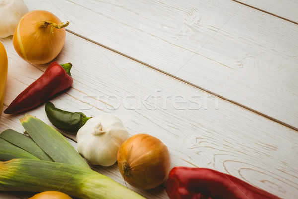 Stock photo: Vegetables laid out on table