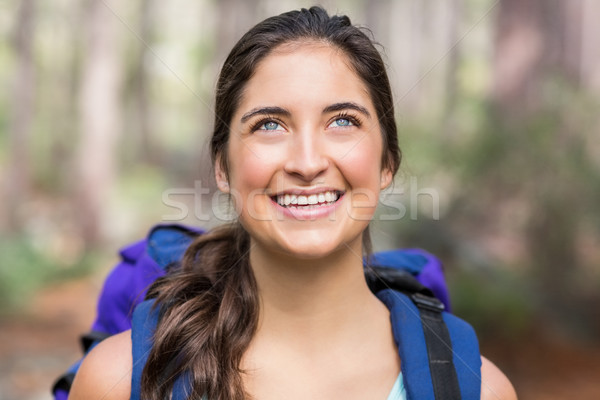 Stok fotoğraf: Mutlu · jogging · yapan · doğa · kadın · orman