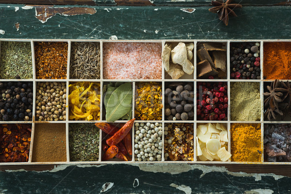 Various spices on wooden table Stock photo © wavebreak_media