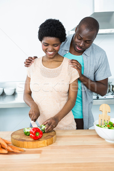 беременна пару овощей кухне улыбаясь Сток-фото © wavebreak_media