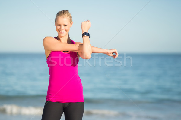 женщину пляж счастливым спортивная одежда Сток-фото © wavebreak_media