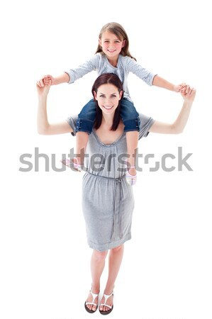 Anziehend Mutter Tochter huckepack Kinder glücklich Stock foto © wavebreak_media